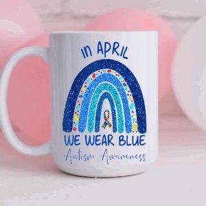 15oz April we wear blue mug